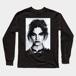 Julia charcoal portrait Long Sleeve T-Shirt